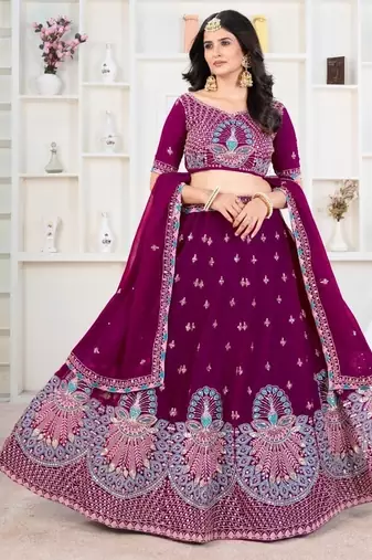 georgette sequins embroidered lehenga choli with dupatta