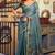 Teal blue kolkata cotton litchi work zari border with tassels saree with blouse