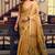 Fawn kolkata cotton litchi work zari border with tassels saree with blouse