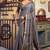 Grey kolkata cotton litchi work zari border with tassels saree with blouse