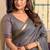 Grey kolkata cotton litchi work zari border with tassels saree with blouse