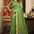 Parrot green cotton zari border with tassels saree with blouse