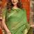 Parrot green cotton zari border with tassels saree with blouse