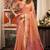 Peach cotton zari border with tassels saree with blouse
