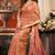 Peach cotton zari border with tassels saree with blouse