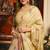 Cream cotton zari border with tassels saree with blouse