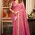 Pink cotton zari border with tassels saree with blouse
