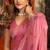 Pink cotton zari border with tassels saree with blouse