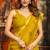 Mustard cotton zari border with tassels saree with blouse