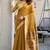 Mustard cotton jacquard woven with zari border & tassels saree with blouse