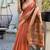 Peach cotton jacquard woven with zari border & tassels saree with blouse