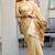 Cream cotton jacquard woven with zari border & tassels saree with blouse