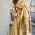 Cream cotton jacquard woven with zari border & tassels saree with blouse