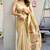 Cream cotton jacquard woven with zari border & tassels saree with blouse