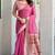 Pink cotton jacquard woven with zari border & tassels saree with blouse
