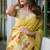 Yellow cotton jacquard woven with zari border & tassels saree with blouse