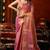 Pink heavy tissue allover cow woven butta with tassels saree with blouse