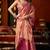 Pink heavy tissue allover cow woven butta with tassels saree with blouse