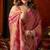 Pink heavy tissue allover cow woven butta with tassels saree with blouse
