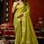 Parrot green heavy tissue allover cow woven butta with tassels saree with blouse