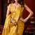 Mustard heavy tissue allover cow woven butta with tassels saree with blouse