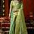 Sea green heavy tissue allover cow woven butta with tassels saree with blouse