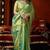 Sea green heavy tissue allover cow woven butta with tassels saree with blouse