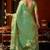 Sea green heavy tissue allover cow woven butta with tassels saree with blouse