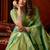 Sea green heavy tissue allover cow woven butta with tassels saree with blouse