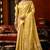 Yellow heavy tissue allover cow woven butta with tassels saree with blouse