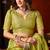 Parrot green heavy tissue allover cow woven butta with tassels saree with blouse