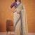 Cream Color Dori And Gotta Pati Work Silk Blend Saree