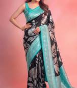 BLACK georgette saree with blouse
