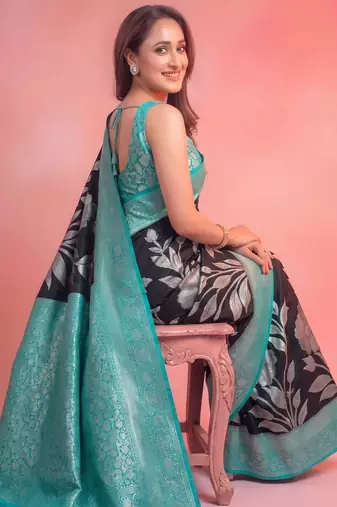 BLACK georgette saree with blouse
