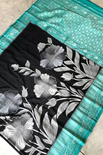 BLACK georgette saree with blouse