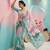Skyblue georgette silk blend with butterfly digital print with hand khatli moti work saree with blouse