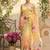 Yellow georgette silk blend with butterfly digital print with hand khatli moti work saree with blouse