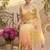 Yellow georgette silk blend with butterfly digital print with hand khatli moti work saree with blouse