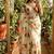 Offwhite taby silk blend with floral print and handwork khatli moti border saree with blouse