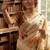 Offwhite taby silk blend with floral print and handwork khatli moti border saree with blouse