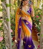 Multicolor silk blend butta saree blouse