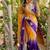 Multicolor silk blend padding with hand towel work butterfly butta saree with blouse