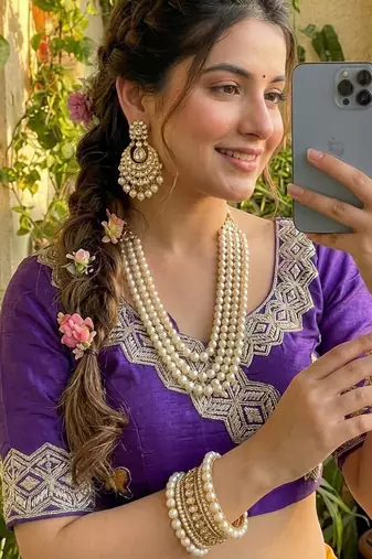 Multicolor silk blend butta saree blouse