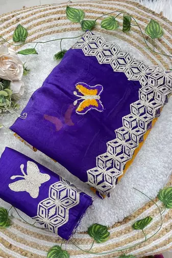 Multicolor silk blend butta saree blouse