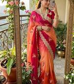 Multicolor silk blend butta saree blouse