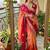 Multicolor silk blend padding with hand towel work butterfly butta saree with blouse