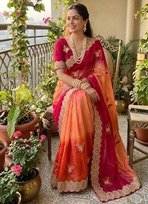 Multicolor silk blend butta saree blouse 2