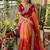 Multicolor silk blend padding with hand towel work butterfly butta saree with blouse