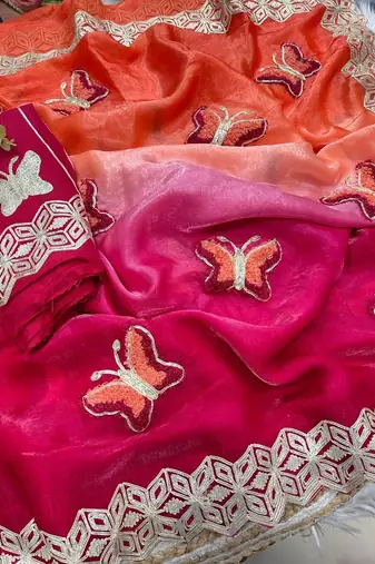 Multicolor silk blend butta saree blouse