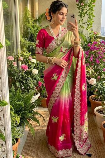 Multicolor silk blend saree blouse